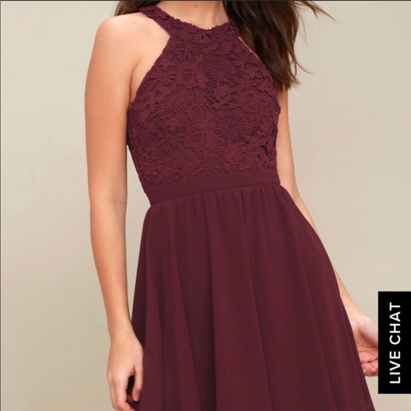 maroon lace skater dress